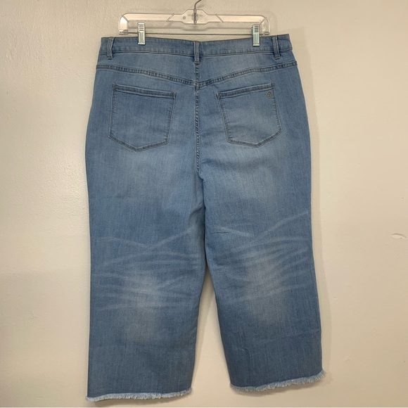 Susan Graver  Jeans Woman 18WP  Wide Leg Crop‎ Frayed Hem Pockets Stretch New - Picture 4 of 14